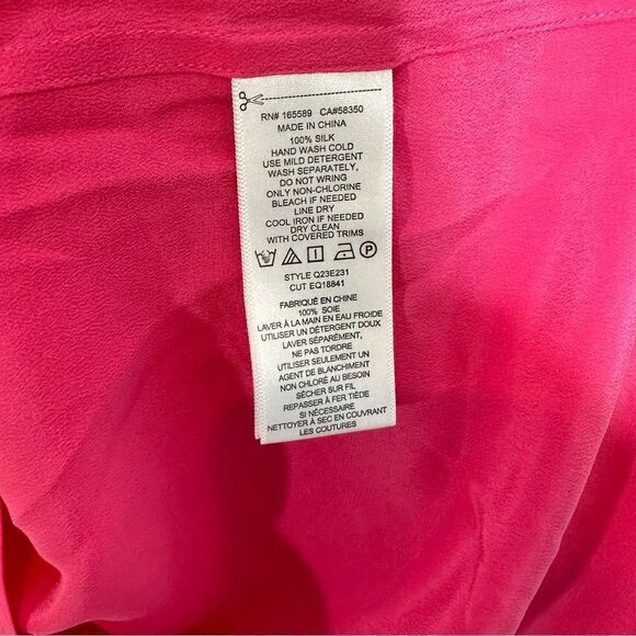 Equipment Slim Signature Pink Silk Long Sleeve Button Up Shirt | Size S - Picture 8 of 10